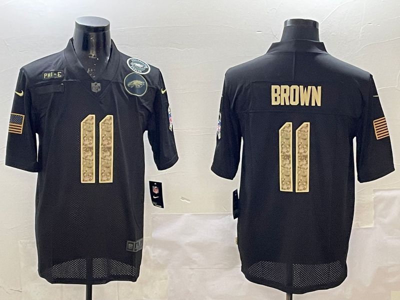 Men Philadelphia Eagles #11 Brown Black 2025 Nike Salute to Service Limited NFL Jersey style 3->philadelphia eagles->NFL Jersey